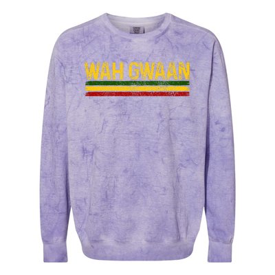 Wah Gwaan Jamaican Pride Reggae Music Rastafari Rasta Colorblast Crewneck Sweatshirt