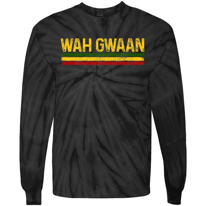 Wah Gwaan Jamaican Pride Reggae Music Rastafari Rasta Tie-Dye Long Sleeve Shirt