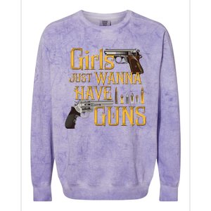 Women Girl Just Wanna Have Guns Colorblast Crewneck Sweatshirt