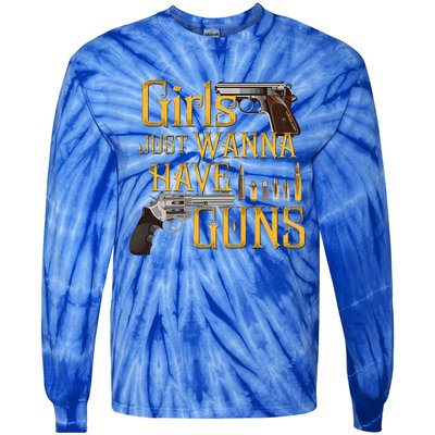 Women Girl Just Wanna Have Guns Tie-Dye Long Sleeve Shirt