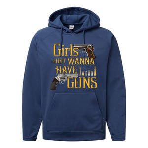 Women Girl Just Wanna Have Guns Performance Fleece Hoodie