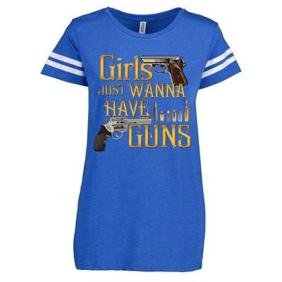 Women Girl Just Wanna Have Guns Enza Ladies Jersey Football T-Shirt