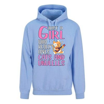 Wo Gift Just A Who Really Loves Cats And Ukuleles Gift Unisex Surf Hoodie