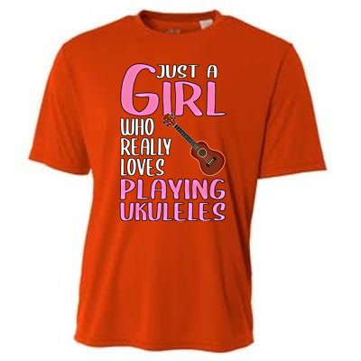 Wo Gift Just A Who Really Loves Playing Ukuleles Gift Cooling Performance Crew T-Shirt