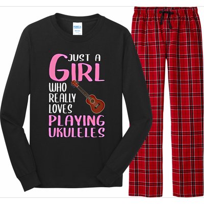 Wo Gift Just A Who Really Loves Playing Ukuleles Gift Long Sleeve Pajama Set