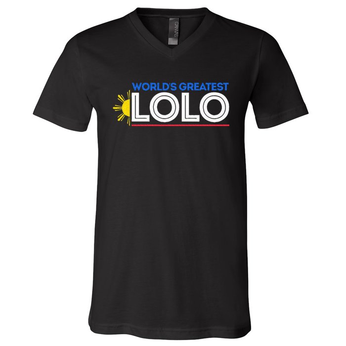 World's Greatest Lolo Filipino Grandpa Pinoy Father's Day V-Neck T-Shirt