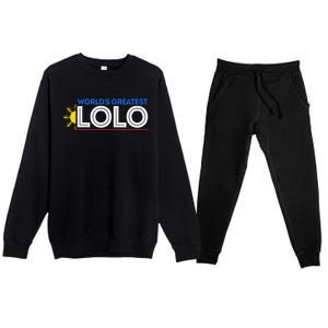 World's Greatest Lolo Filipino Grandpa Pinoy Father's Day Premium Crewneck Sweatsuit Set