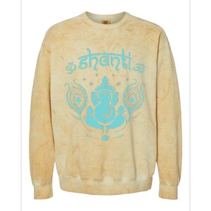 Womens Ganesh Lucky Elephant Peacock Feather & Lotus Shanti OM Yoga Colorblast Crewneck Sweatshirt