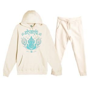 Womens Ganesh Lucky Elephant Peacock Feather & Lotus Shanti OM Yoga Premium Hooded Sweatsuit Set