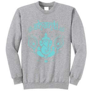 Womens Ganesh Lucky Elephant Peacock Feather & Lotus Shanti OM Yoga Tall Sweatshirt