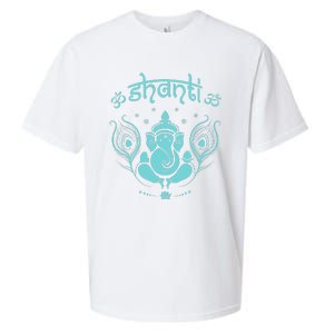 Womens Ganesh Lucky Elephant Peacock Feather & Lotus Shanti OM Yoga Sueded Cloud Jersey T-Shirt