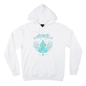 Womens Ganesh Lucky Elephant Peacock Feather & Lotus Shanti OM Yoga Hoodie