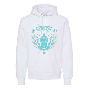 Womens Ganesh Lucky Elephant Peacock Feather & Lotus Shanti OM Yoga Premium Hoodie