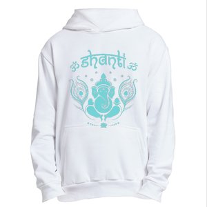 Womens Ganesh Lucky Elephant Peacock Feather & Lotus Shanti OM Yoga Urban Pullover Hoodie