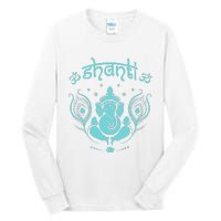 Womens Ganesh Lucky Elephant Peacock Feather & Lotus Shanti OM Yoga Tall Long Sleeve T-Shirt