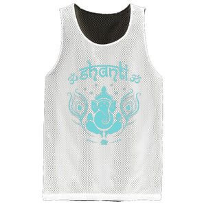 Womens Ganesh Lucky Elephant Peacock Feather & Lotus Shanti OM Yoga Mesh Reversible Basketball Jersey Tank