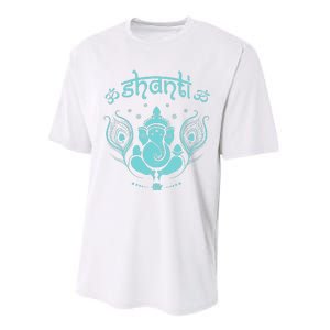 Womens Ganesh Lucky Elephant Peacock Feather & Lotus Shanti OM Yoga Performance Sprint T-Shirt