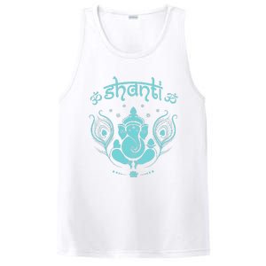 Womens Ganesh Lucky Elephant Peacock Feather & Lotus Shanti OM Yoga PosiCharge Competitor Tank