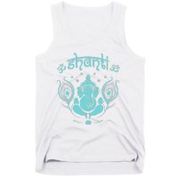 Womens Ganesh Lucky Elephant Peacock Feather & Lotus Shanti OM Yoga Tank Top