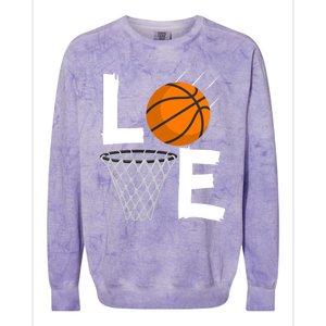 Wo Girls Love Basketball Hoodie | BBall Hoodie for Girls Colorblast Crewneck Sweatshirt