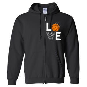 Wo Girls Love Basketball Hoodie | BBall Hoodie for Girls Full Zip Hoodie