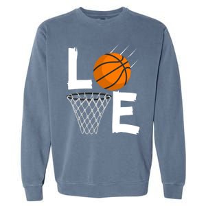 Wo Girls Love Basketball Hoodie | BBall Hoodie for Girls Garment-Dyed Sweatshirt