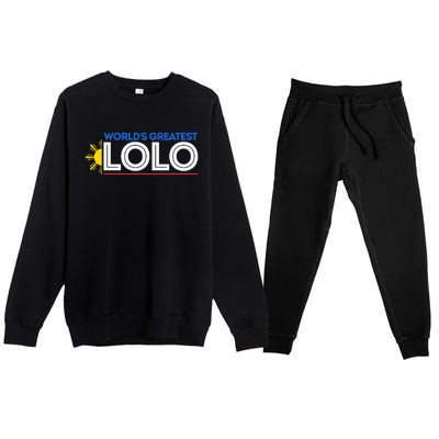 WorldS Greatest Lolo Filipino Grandpa Pinoy Premium Crewneck Sweatsuit Set