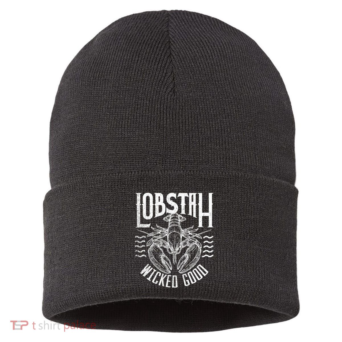 Wicked Good Lobstah Funny Maine Boston Cape Cod Lobster Sustainable Knit Beanie