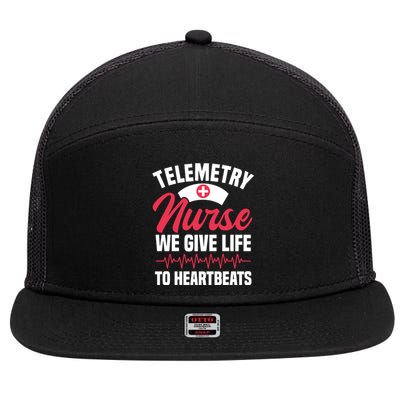 We Give Life To Heartbeats Telemetry Nurse Funny Gift 7 Panel Mesh Trucker Snapback Hat