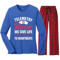 We Give Life To Heartbeats Telemetry Nurse Funny Gift Women's Long Sleeve Flannel Pajama Set 