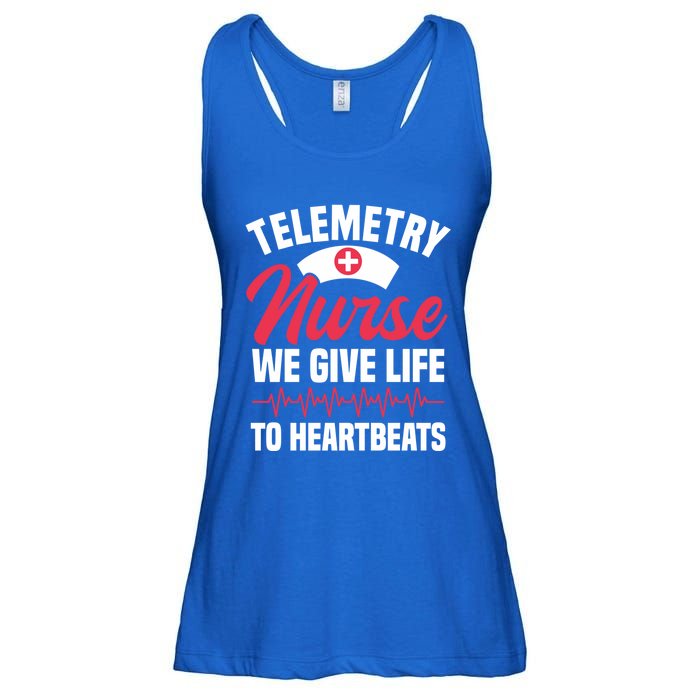 We Give Life To Heartbeats Telemetry Nurse Funny Gift Ladies Essential Flowy Tank