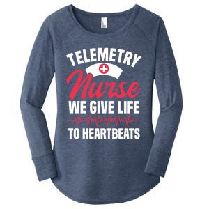 We Give Life To Heartbeats Telemetry Nurse Funny Gift Women's Perfect Tri Tunic Long Sleeve Shirt