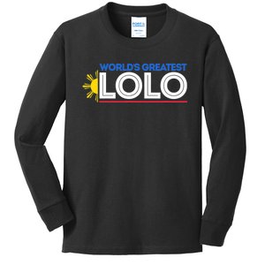 Worlds Greatest Lolo Filipino Grandpa Pinoy Fathers Day Kids Long Sleeve Shirt