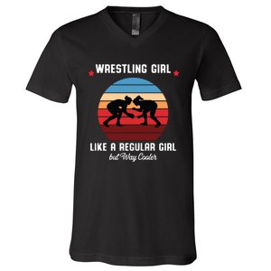 Wrestling Girl Like A Regular Girl But Cooler V-Neck T-Shirt