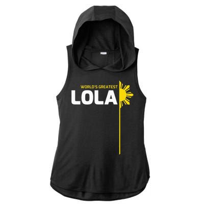 WorldS Greatest Lola Filipino Grandma Philippines Heritage Ladies PosiCharge Tri-Blend Wicking Draft Hoodie Tank