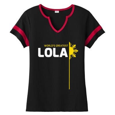 WorldS Greatest Lola Filipino Grandma Philippines Heritage Ladies Halftime Notch Neck Tee