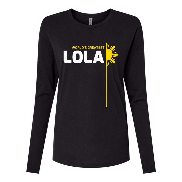 WorldS Greatest Lola Filipino Grandma Philippines Heritage Womens Cotton Relaxed Long Sleeve T-Shirt