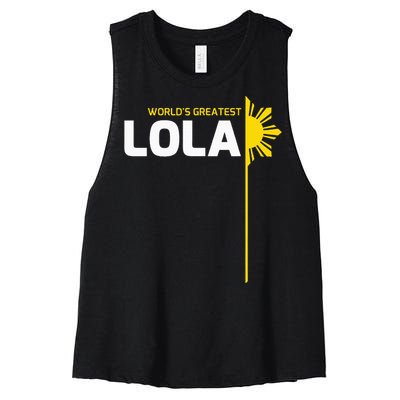 WorldS Greatest Lola Filipino Grandma Philippines Heritage Women's Racerback Cropped Tank