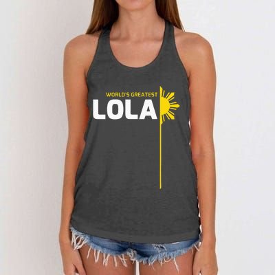 WorldS Greatest Lola Filipino Grandma Philippines Heritage Women's Knotted Racerback Tank