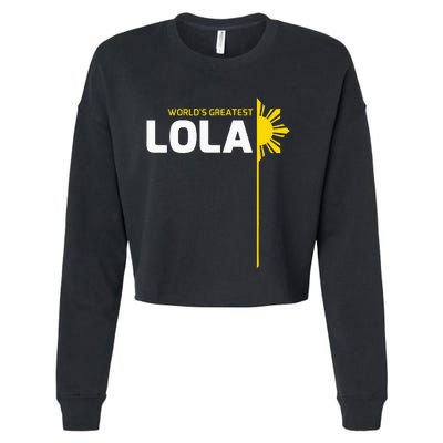 WorldS Greatest Lola Filipino Grandma Philippines Heritage Cropped Pullover Crew