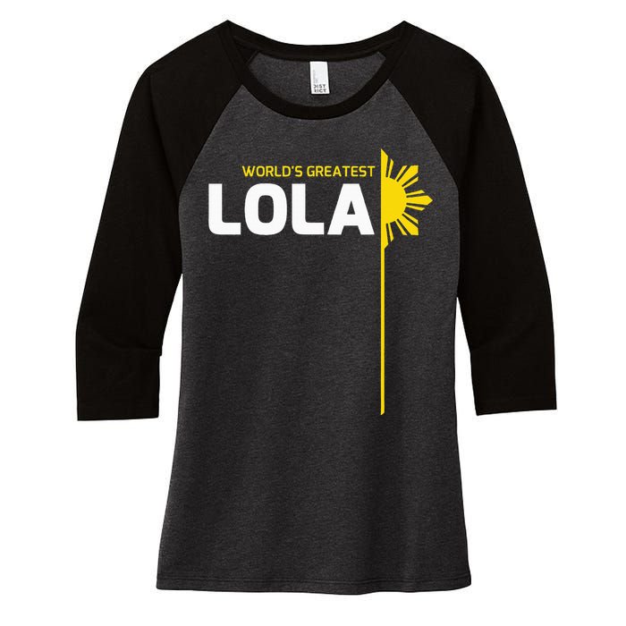 WorldS Greatest Lola Filipino Grandma Philippines Heritage Women's Tri-Blend 3/4-Sleeve Raglan Shirt