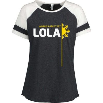 WorldS Greatest Lola Filipino Grandma Philippines Heritage Enza Ladies Jersey Colorblock Tee