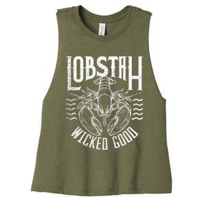 Wicked Good Lobstah Funny Maine Boston Women's Racerback Cropped Tank