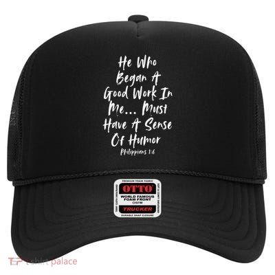 When God Made Me Religious Quote Bible Verse High Crown Mesh Back Trucker Hat