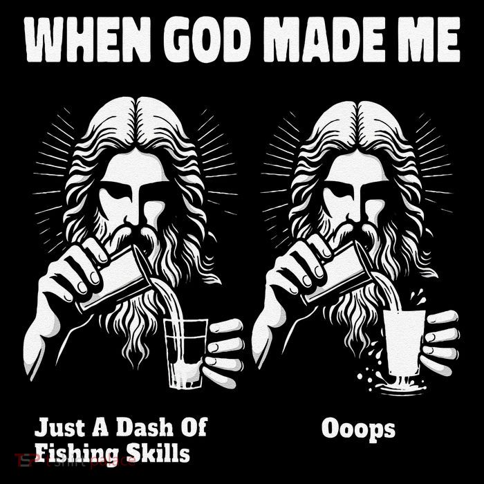When God Made Me Just Dash Of Skills Ooops Funny Fishing Flexfit Unipanel Trucker Cap
