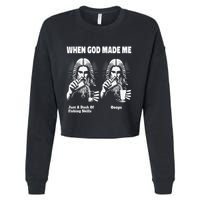 When God Made Me Just Dash Of Skills Ooops Funny Fishing Cropped Pullover Crew