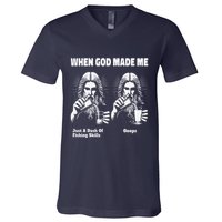 When God Made Me Just Dash Of Skills Ooops Funny Fishing V-Neck T-Shirt