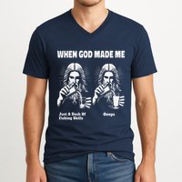 When God Made Me Just Dash Of Skills Ooops Funny Fishing V-Neck T-Shirt
