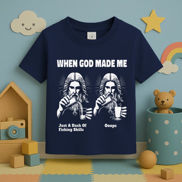 When God Made Me Just Dash Of Skills Ooops Funny Fishing Toddler T-Shirt