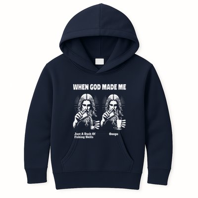 When God Made Me Just Dash Of Skills Ooops Funny Fishing Kids Hoodie